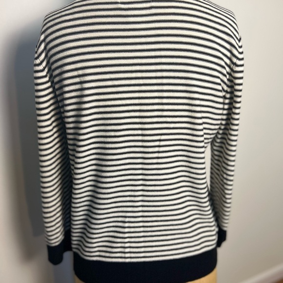 Anthropologie Tabitha black & white striped cardigan with green floral details - Picture 4 of 5